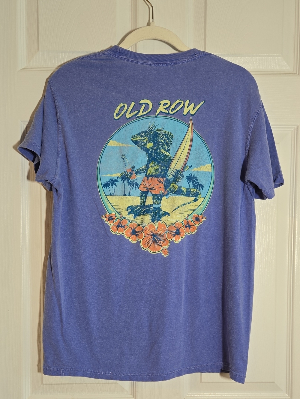Comfort Colors Purple Blue Surf Iguana Graphic Tee Size Medium P2P 20.5"